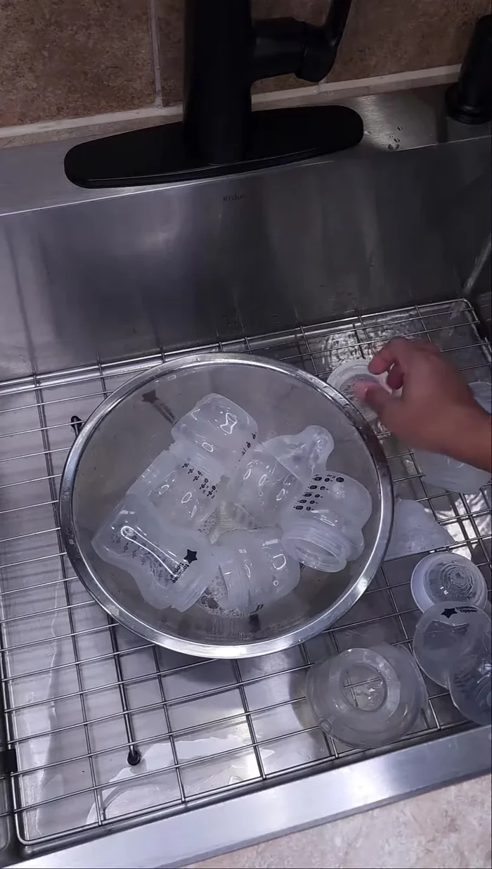 Use a bottle brush to clean the inside and outside of each part.