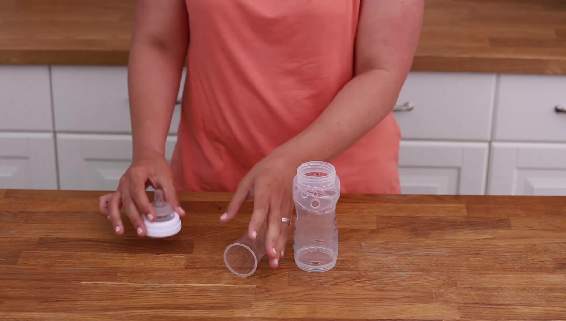 Pouring formula into the liner