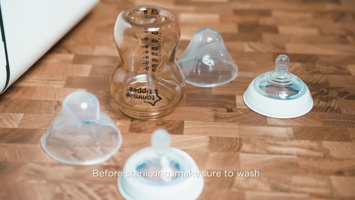 Wash and rinse bottles and accessories thoroughly.