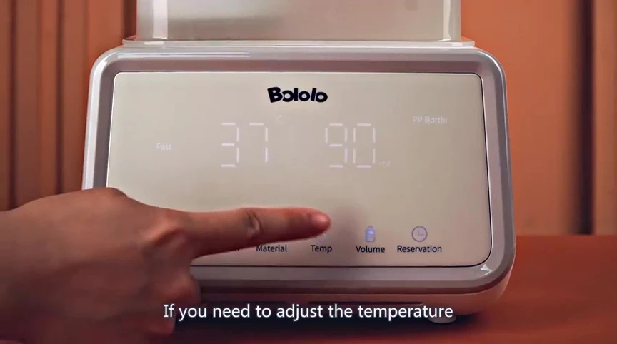 The plus and minus buttons on the interface for temperature and volume adjustment.