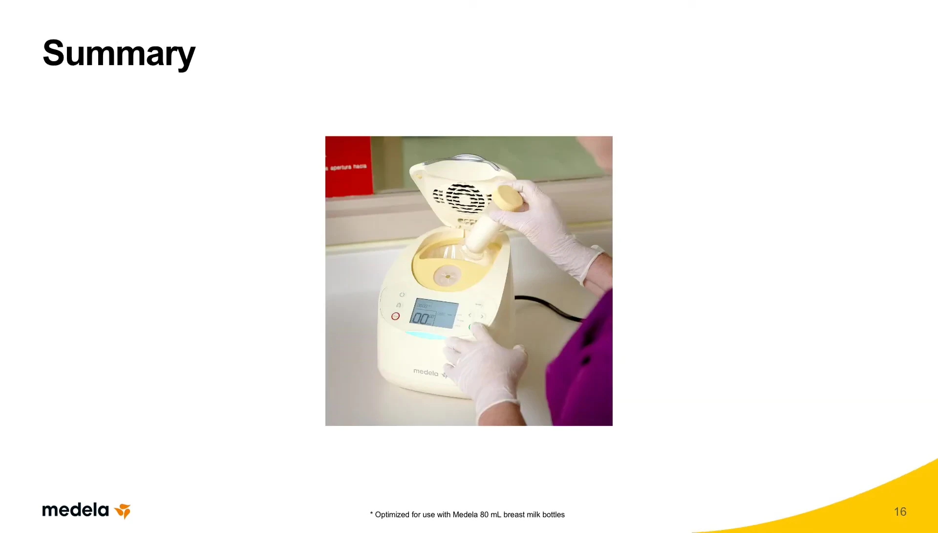 Final shot of the Medela Waterless Milk Warmer.