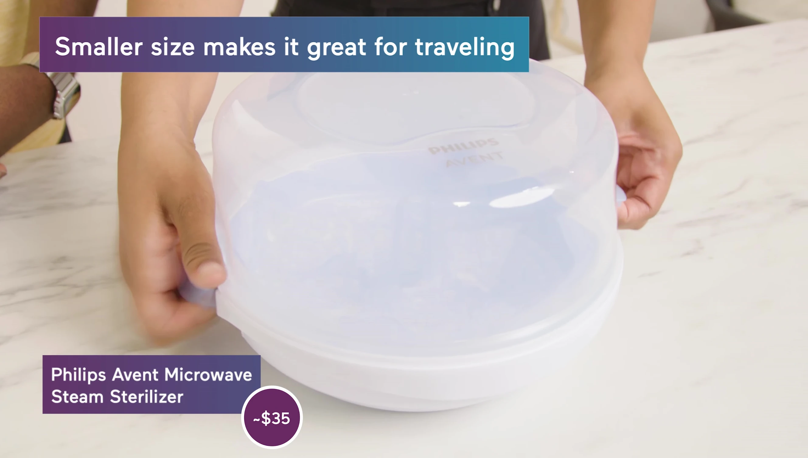 Demonstrating how to fill and use the Philips Avent Sterilizer