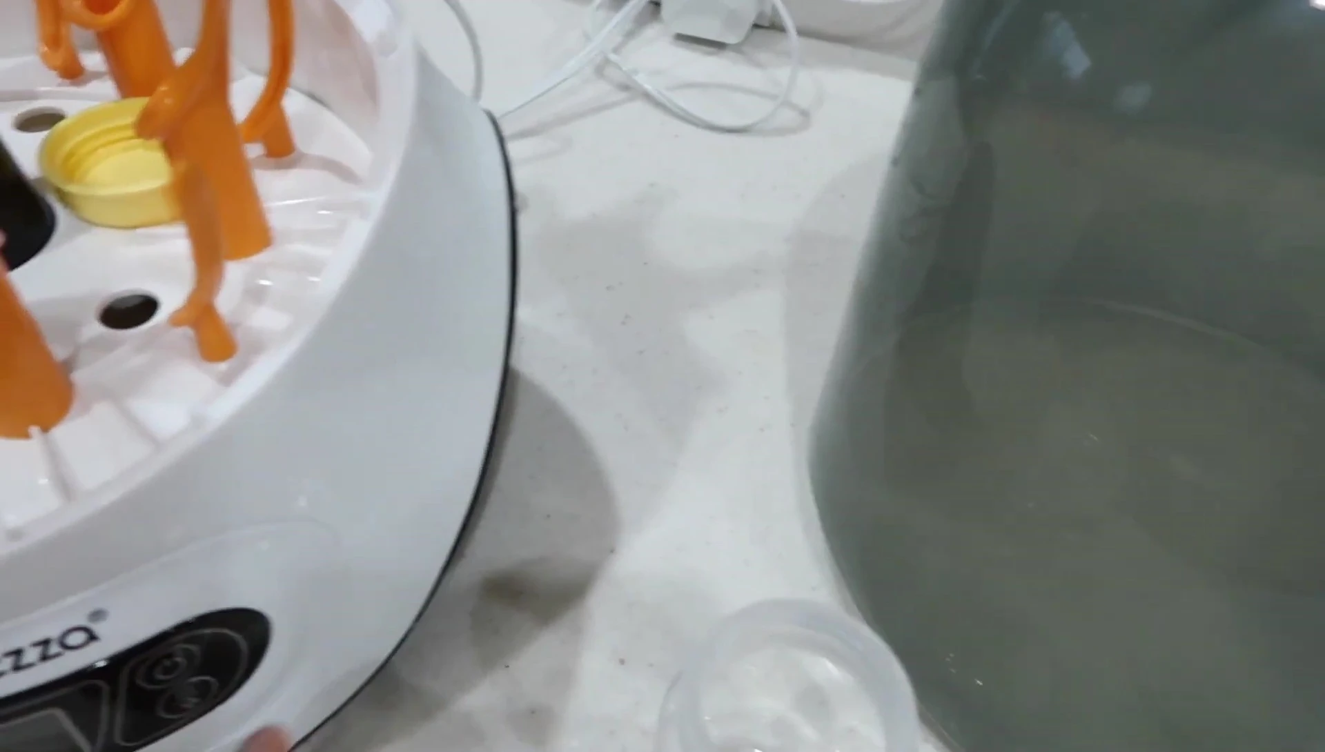 A final close-up shot of the clean, dry bottles, showcasing the effectiveness of the sterilizer.