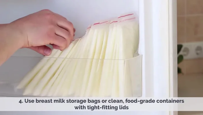 Leave about an inch of space at the top of the container as breast milk expands as it freezes.