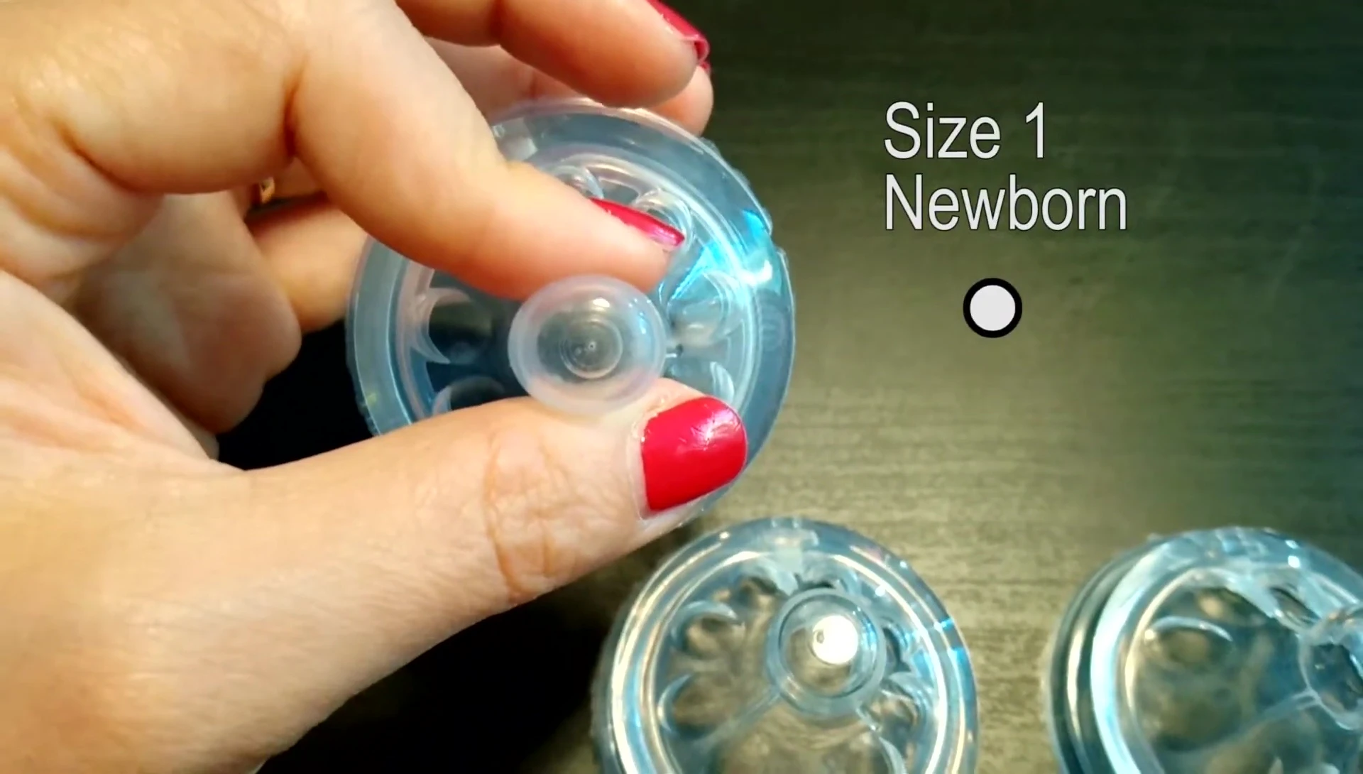 Close-up of Philips Avent size 1 nipple with one hole.