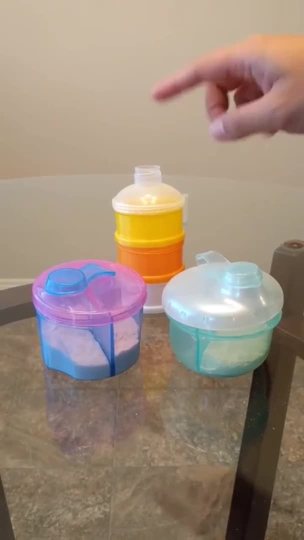 Close-up of a single-layered, three-compartment formula dispenser.