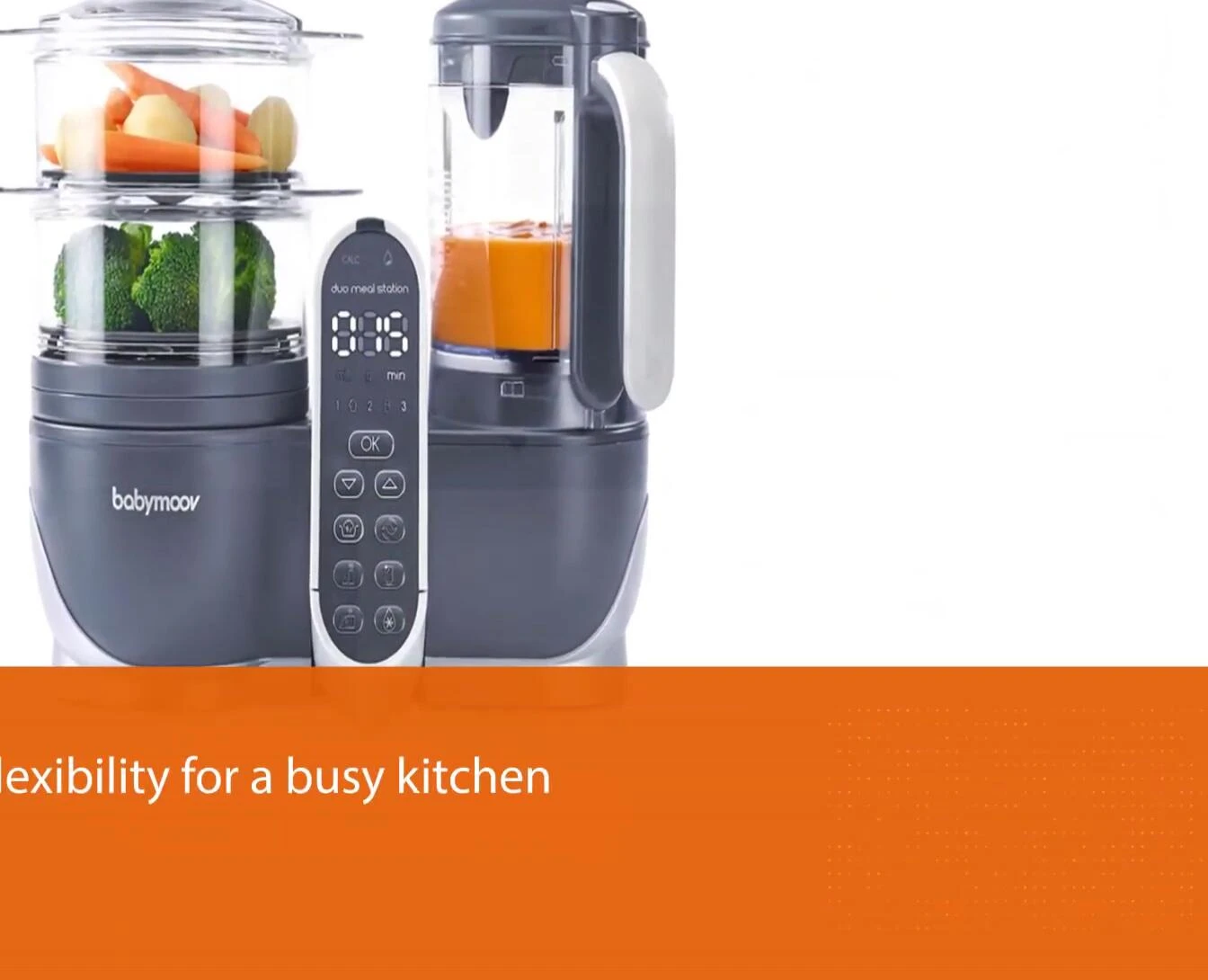 Baby Moov's simultaneous steaming and blending feature