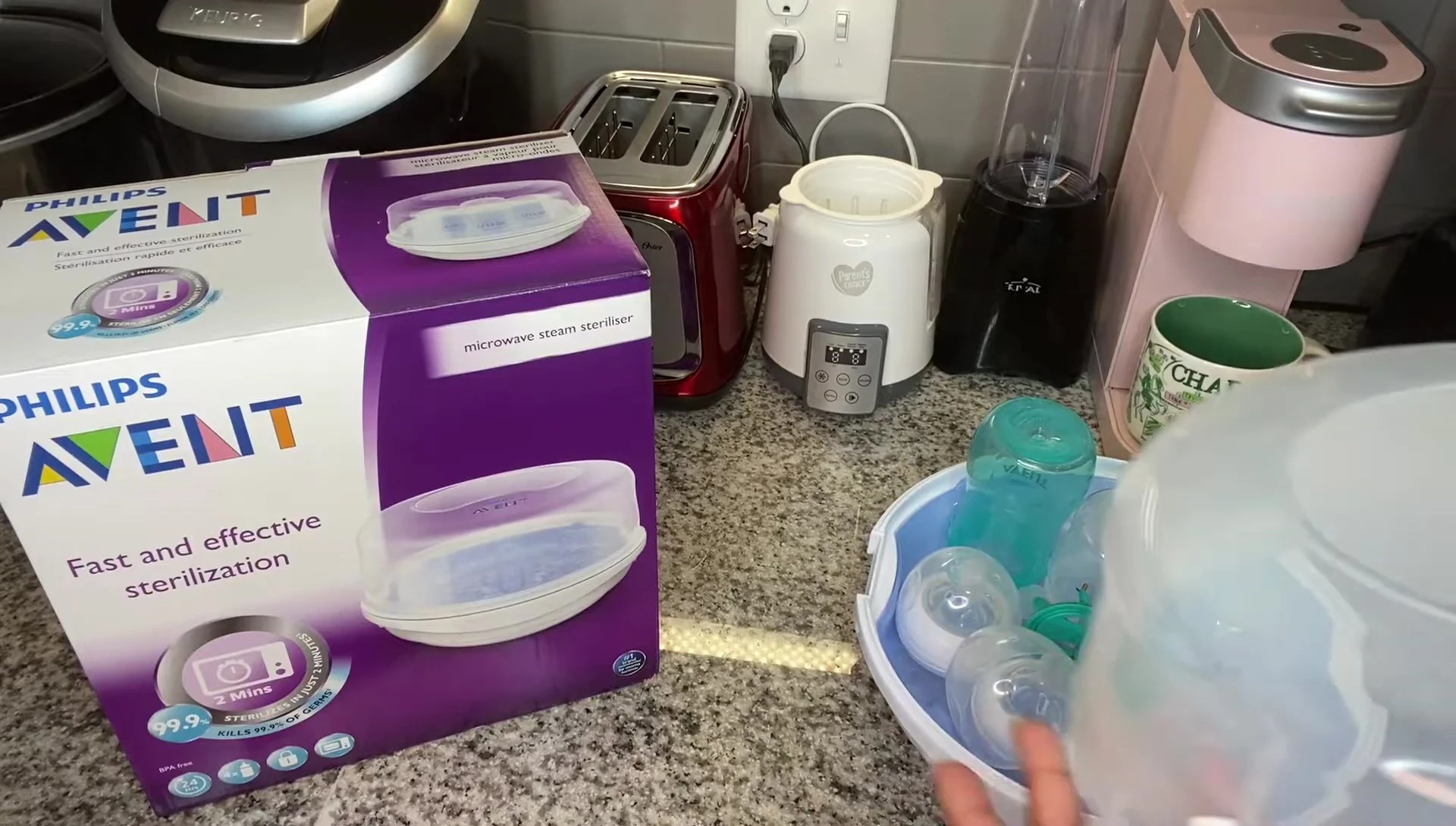 Bottles placed in the Avent Sterilizer