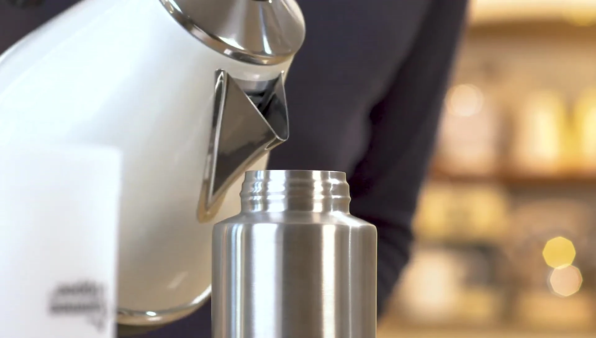 Filling the flask with hot water