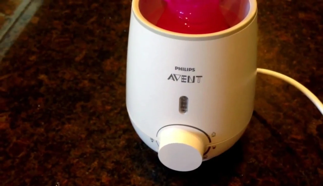 The bottle warmer in operation.