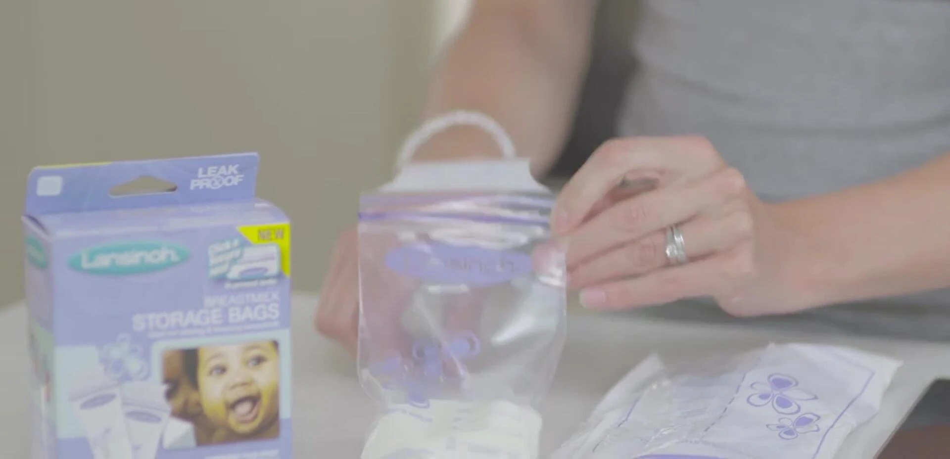 Shot showing the write-on tab on the bag.