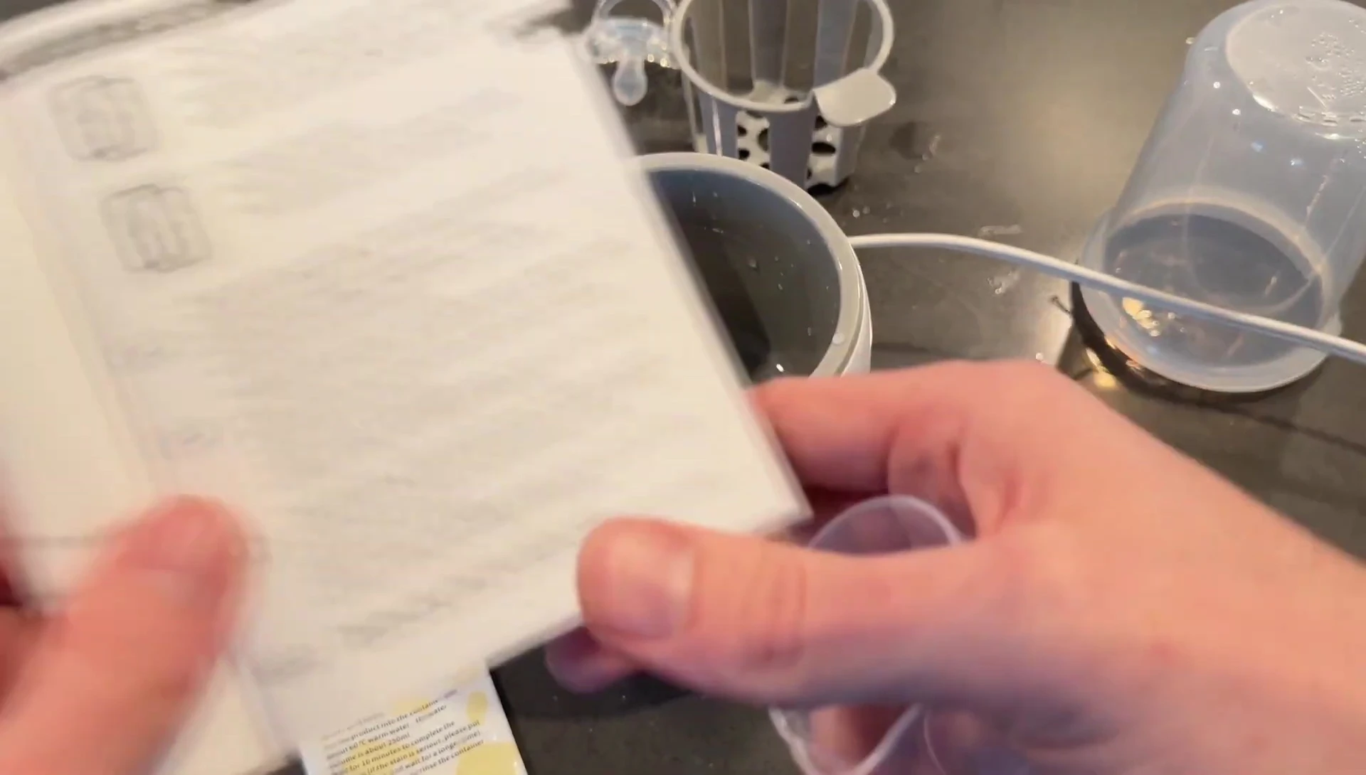 Adding distilled water for sterilization