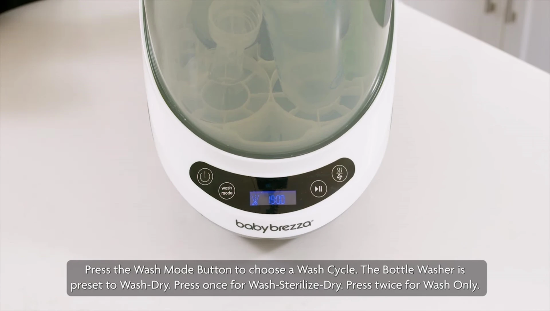 Explaining the wash mode button functions.
