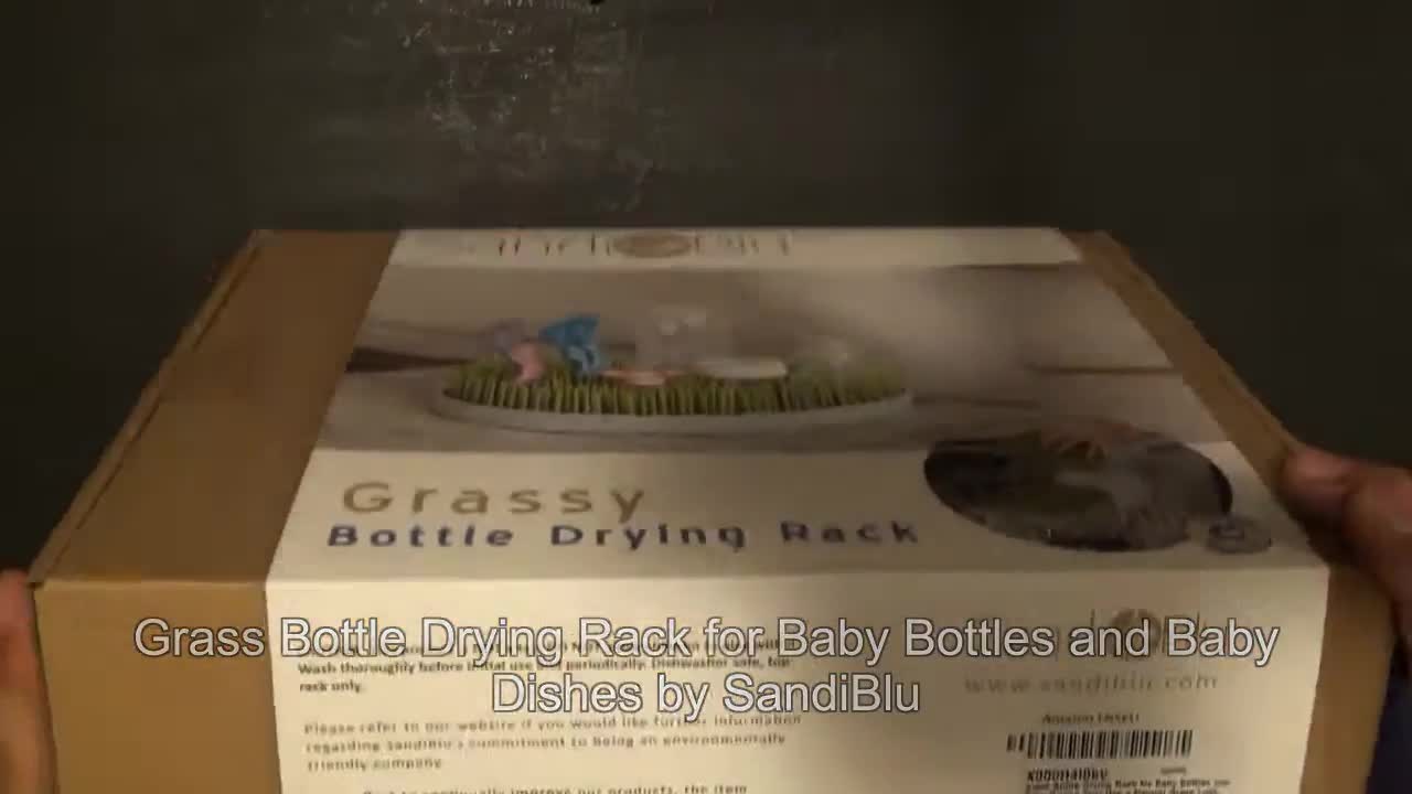 The SandiBlu Grassy Bottle Drying Rack packaging from the front.